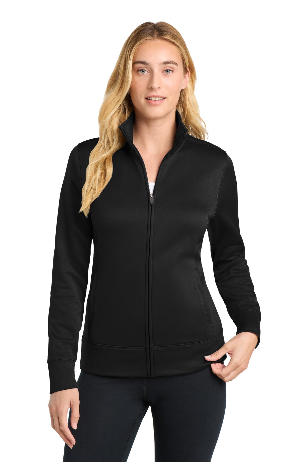 Sport-Tek Women's Sport-Wick Fleece Full-Zip Jacket. LST241 - Black