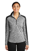 Sport-Tek Women's PosiCharge Electric Heather Colorblock 1/4-Zip Pullover. LST397 - Black Electric/Black