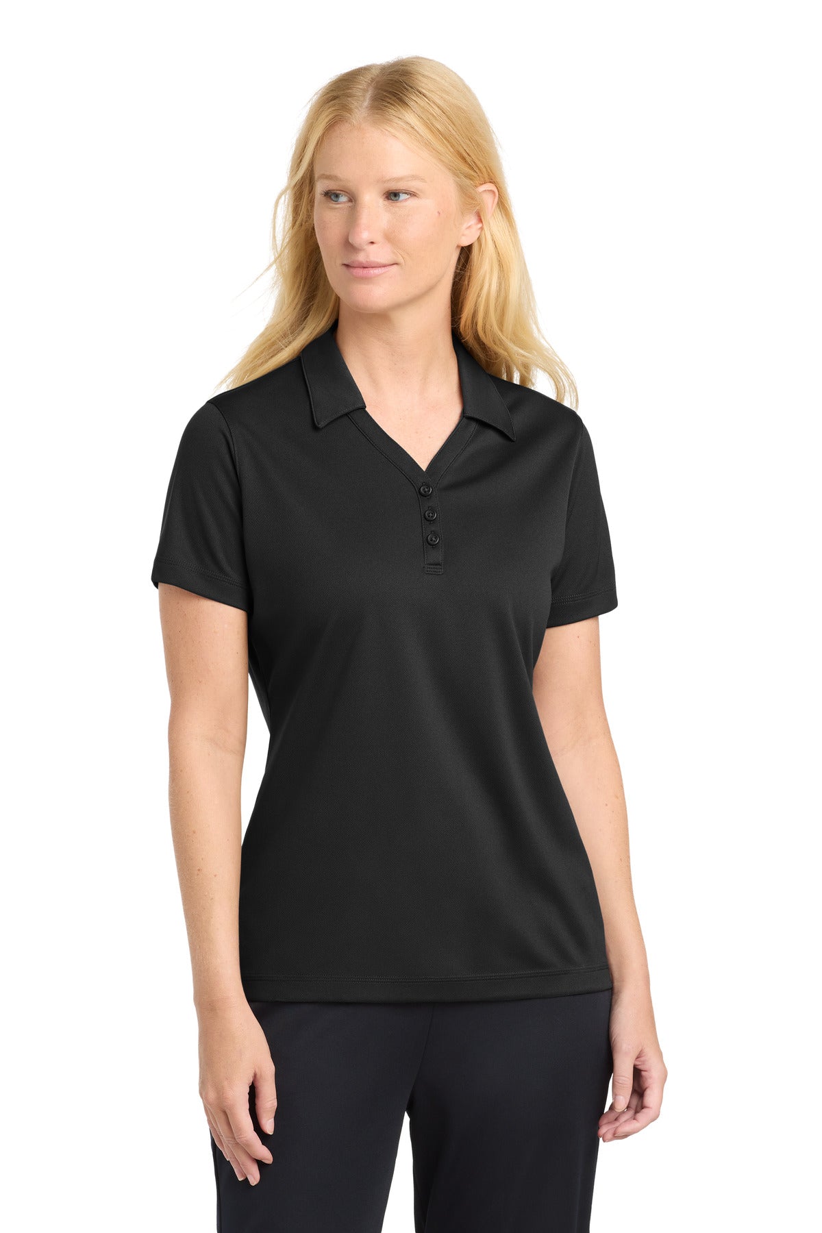 Sport-Tek Women's PosiCharge Micro-Mesh Polo. LST680 - Black