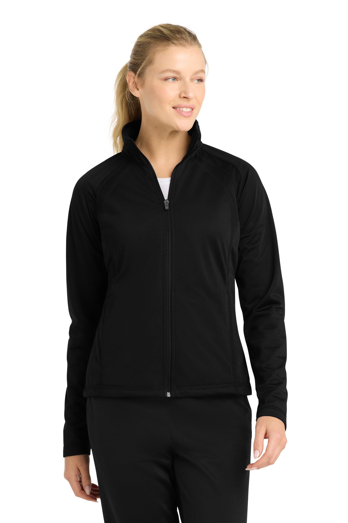 Sport-Tek Women's Tricot Track Jacket. LST90 - Black/Black