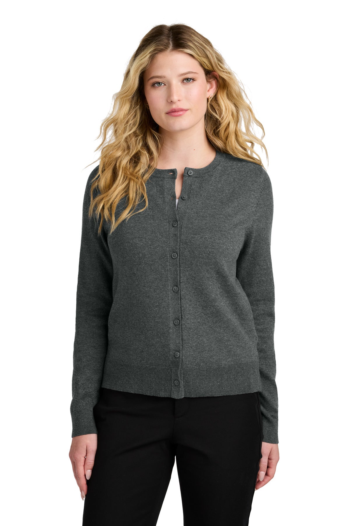 Port Authority  Women's Easy Care Crewneck Cardigan Sweater LSW2870