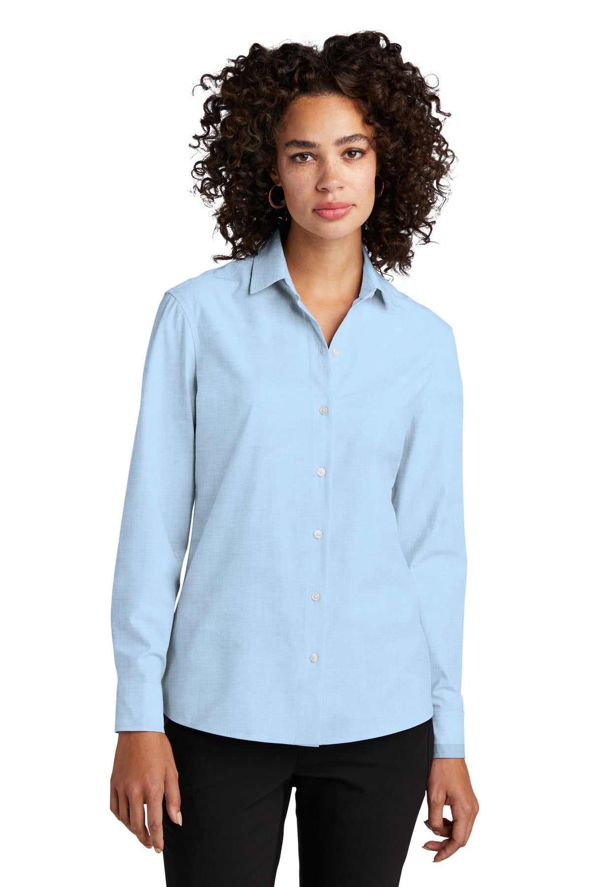 Mercer+Mettle Women's Long Sleeve Stretch Woven Shirt MM2001 - Air Blue End On End