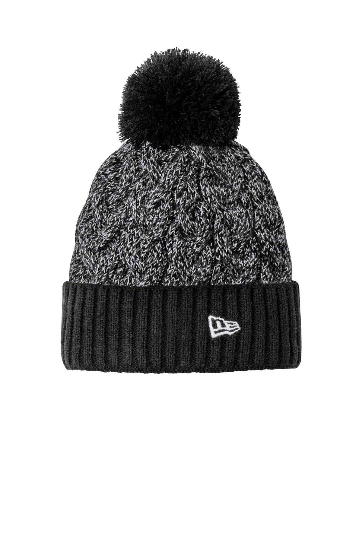 New Era Marled Knit Pom Beanie NE910 - Black/Graphite/White