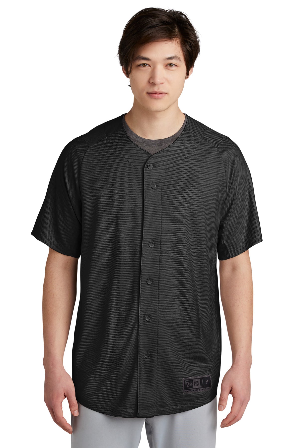 New Era Diamond Era Full-Button Jersey. NEA220 - Black