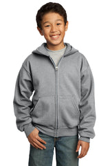 Port & Company  - Youth Core Fleece Full-Zip Hooded Sweatshirt.  PC90YZH