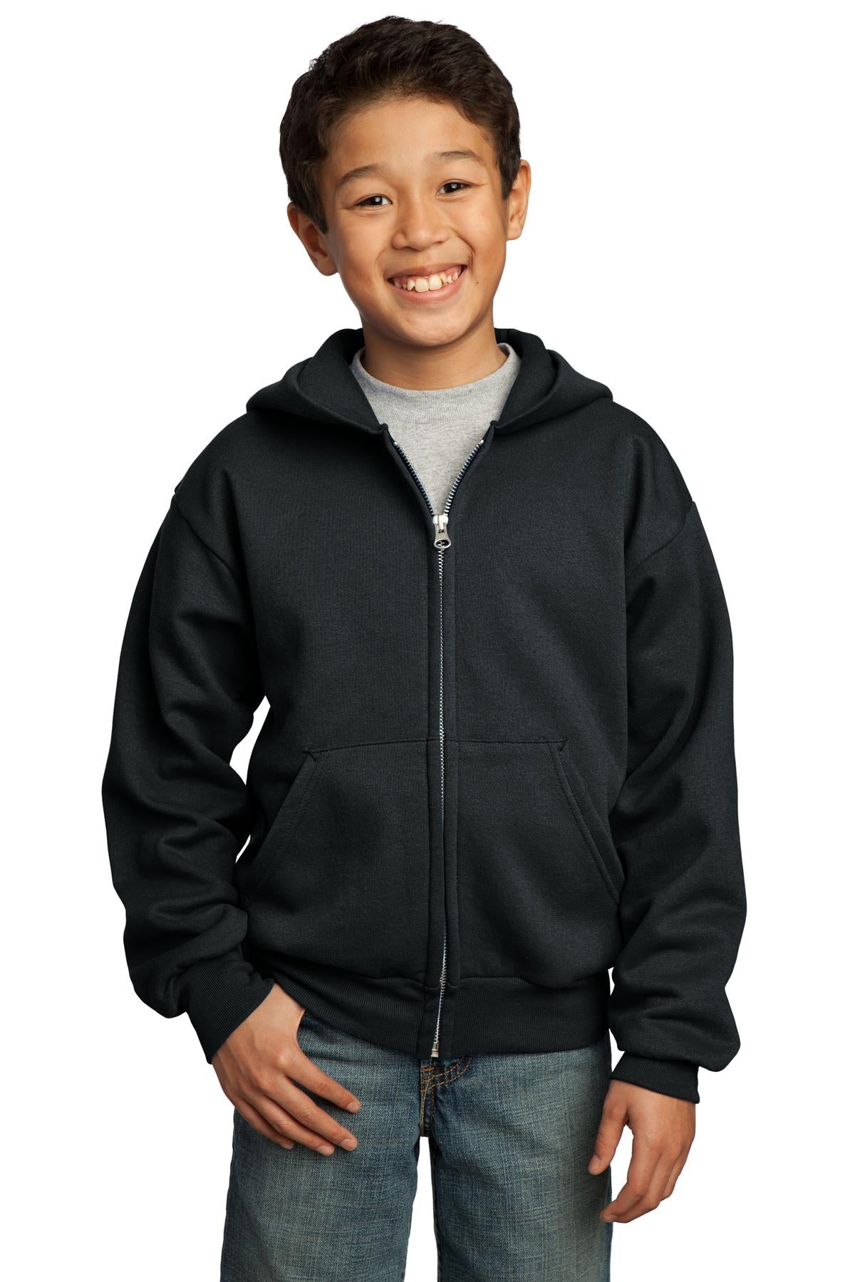 Port & Company  - Youth Core Fleece Full-Zip Hooded Sweatshirt.  PC90YZH