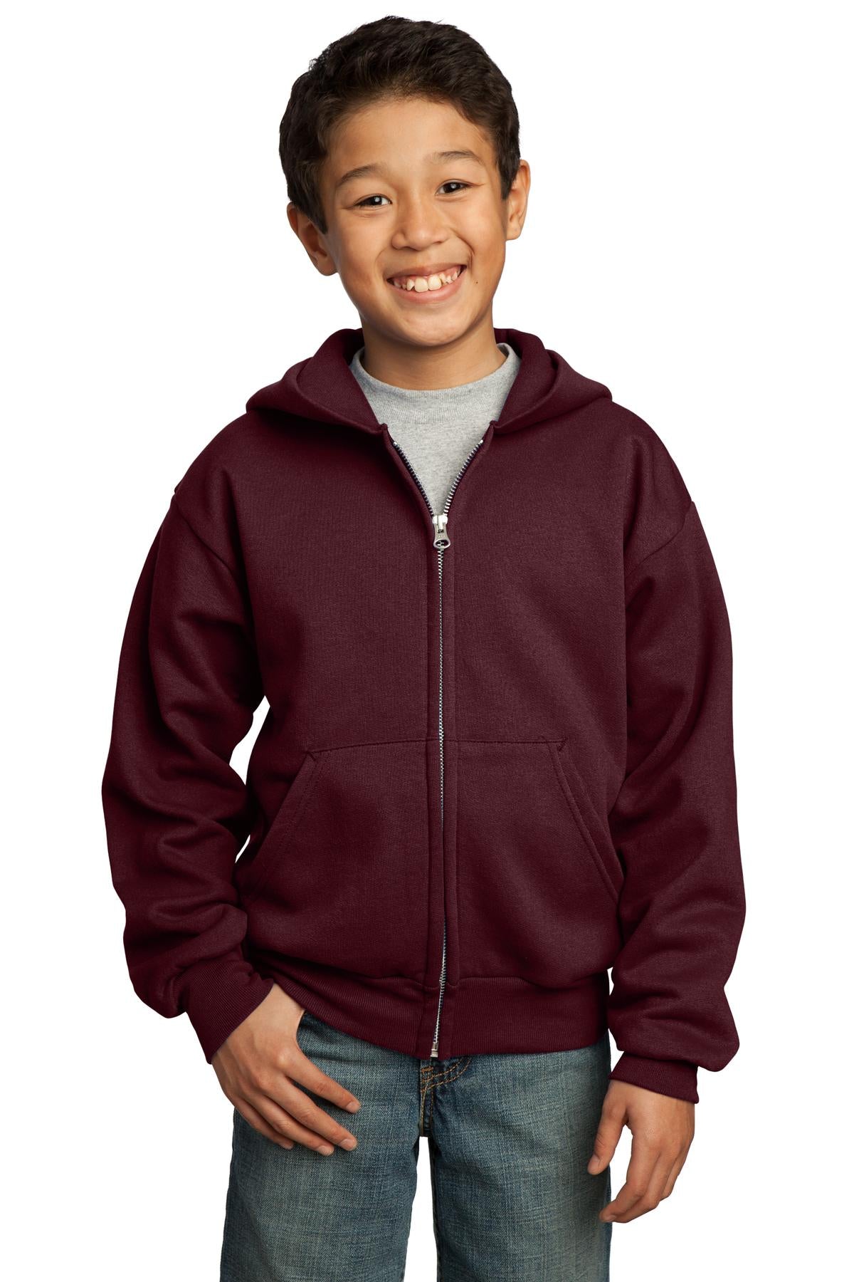 Port & Company  - Youth Core Fleece Full-Zip Hooded Sweatshirt.  PC90YZH