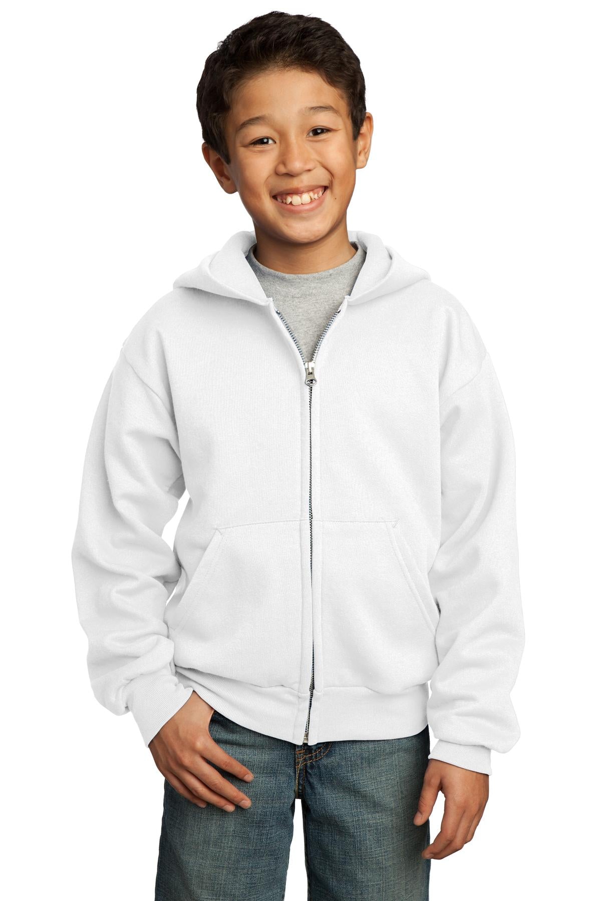 Port & Company  - Youth Core Fleece Full-Zip Hooded Sweatshirt.  PC90YZH