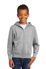 Port & Company  - Youth Core Fleece Full-Zip Hooded Sweatshirt.  PC90YZH