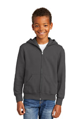 Port & Company  - Youth Core Fleece Full-Zip Hooded Sweatshirt.  PC90YZH