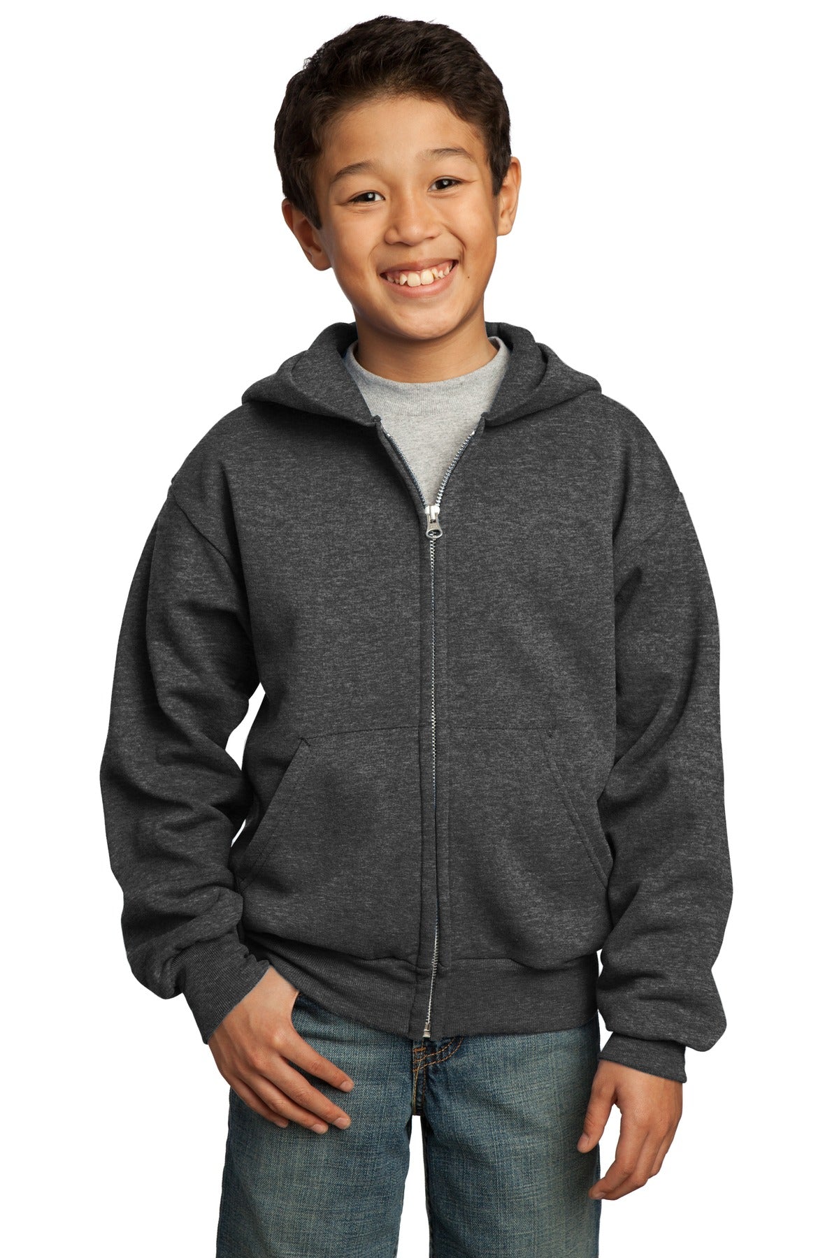 Port & Company  - Youth Core Fleece Full-Zip Hooded Sweatshirt.  PC90YZH