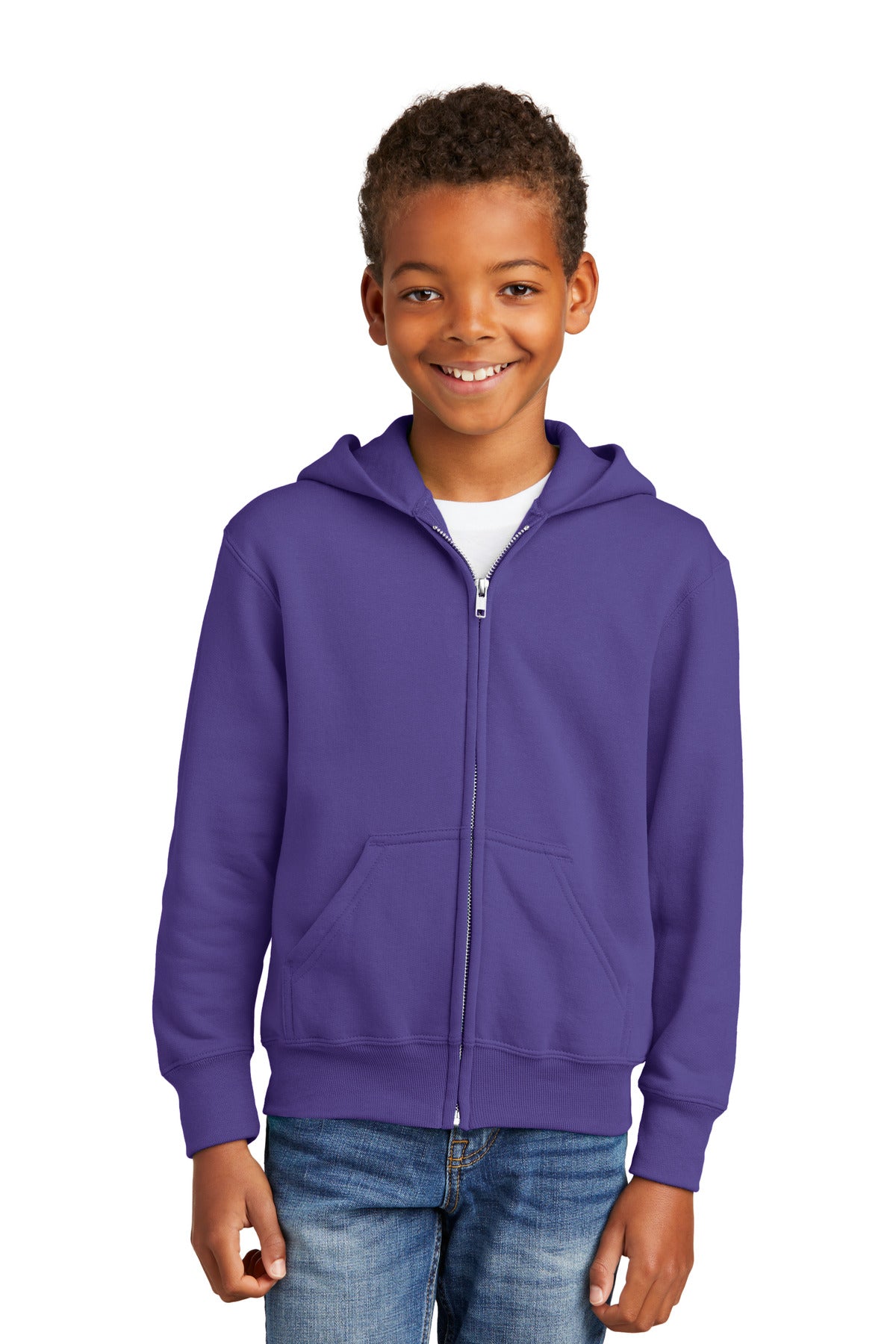 Port & Company  - Youth Core Fleece Full-Zip Hooded Sweatshirt.  PC90YZH
