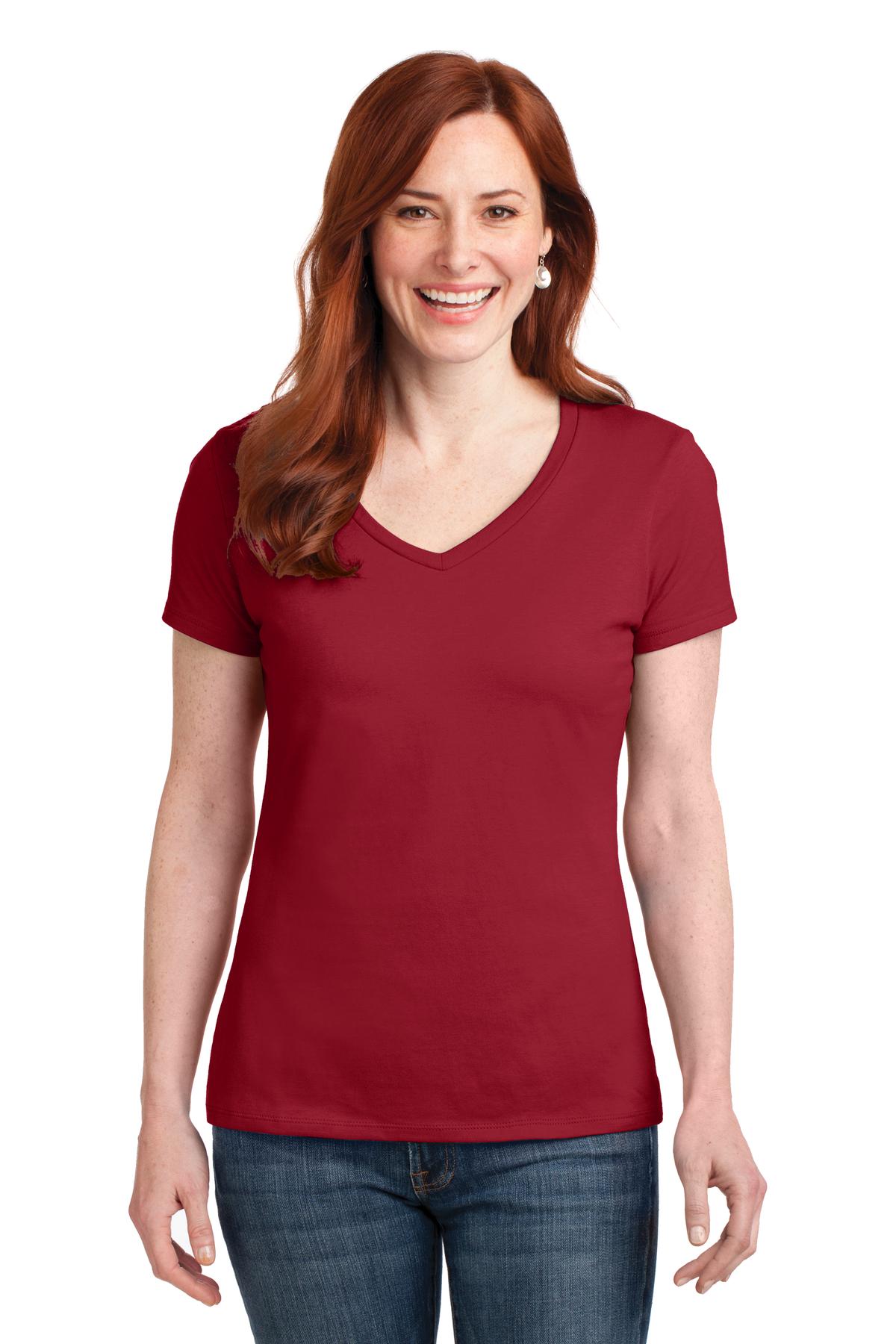 Hanes  Women's Perfect-T Cotton V-Neck T-Shirt. S04V