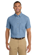 Port and Co Short Sleeve Value Denim Shirt. SP11 - Faded Blue