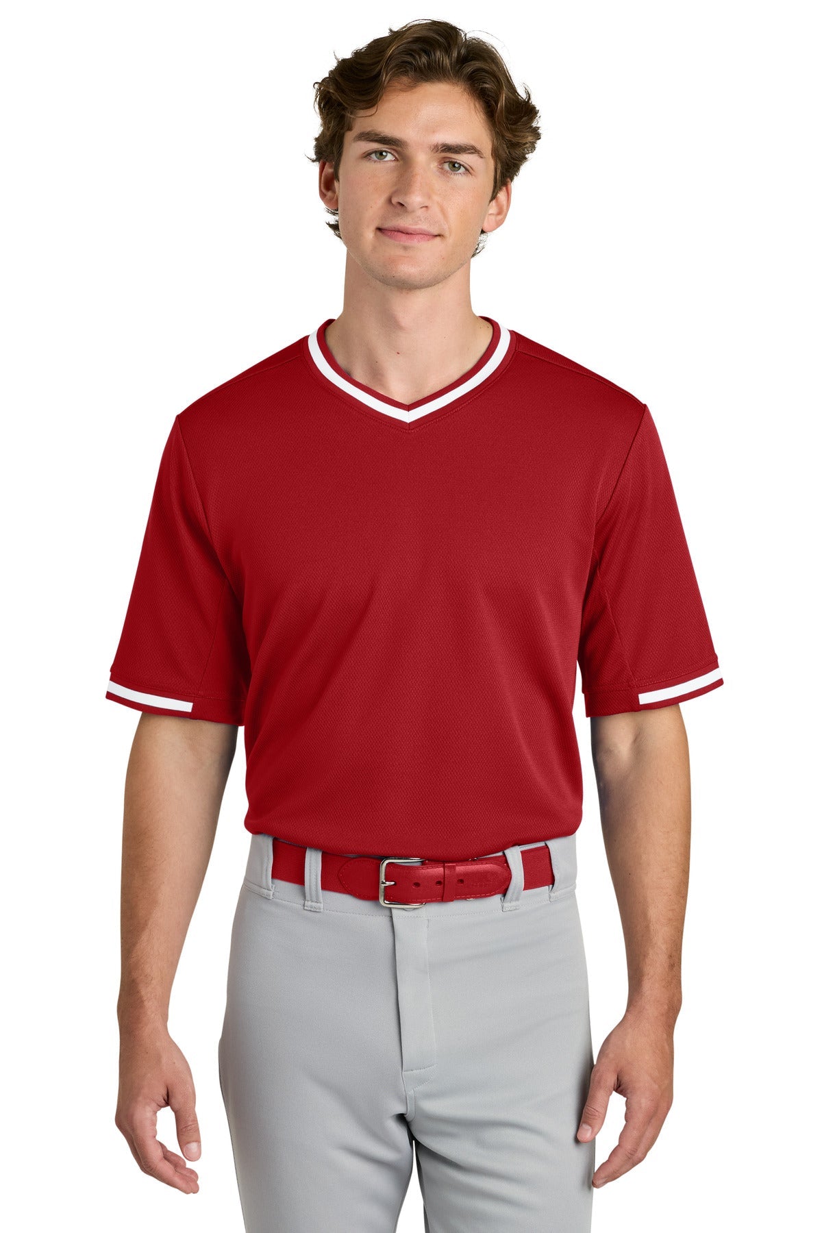 Sport-Tek Tough Mesh V-Neck Baseball Jersey ST221 - Black