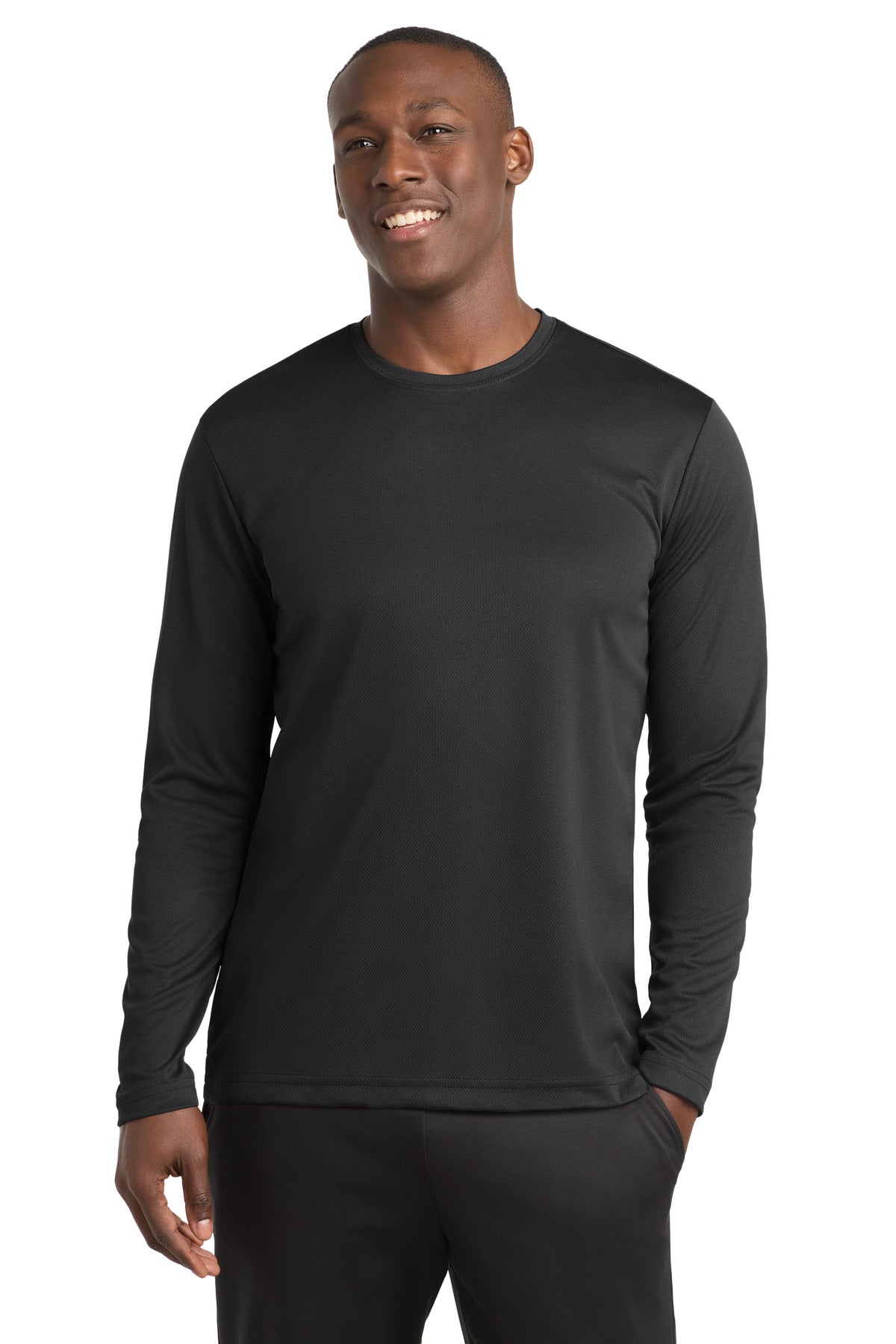 Sport-Tek PosiCharge RacerMesh Long Sleeve Tee. ST340LS - Black