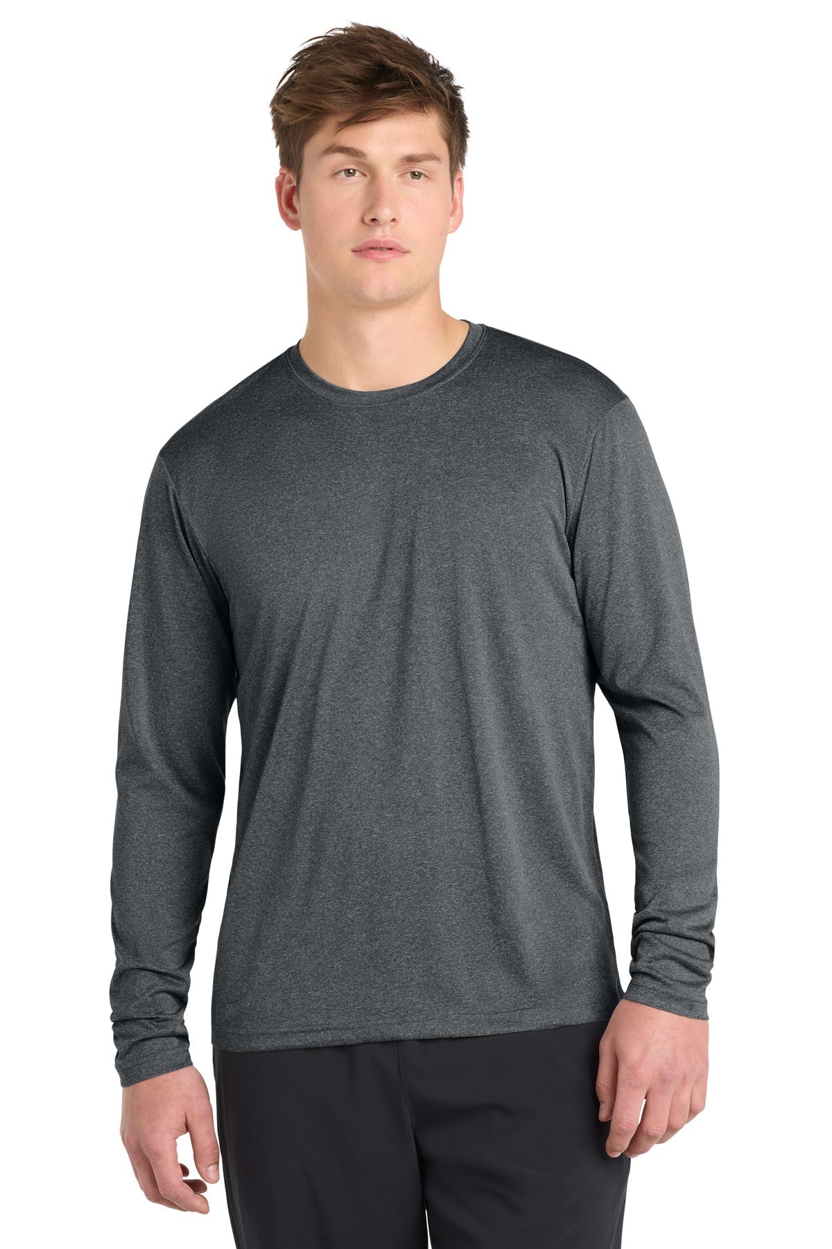 Sport-Tek Long Sleeve Heather Contender Tee. ST360LS - Graphite Heather