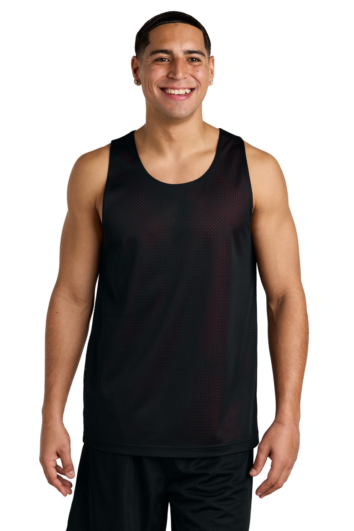 Sport-Tek PosiCharge Reversible Mesh Tank ST5000 - Black/Deep Red