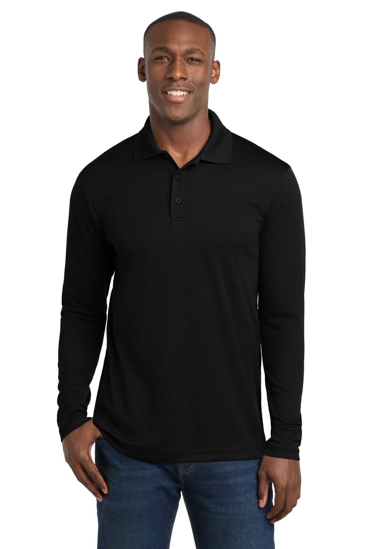 Sport-Tek PosiCharge RacerMesh Long Sleeve Polo. ST640LS - Black