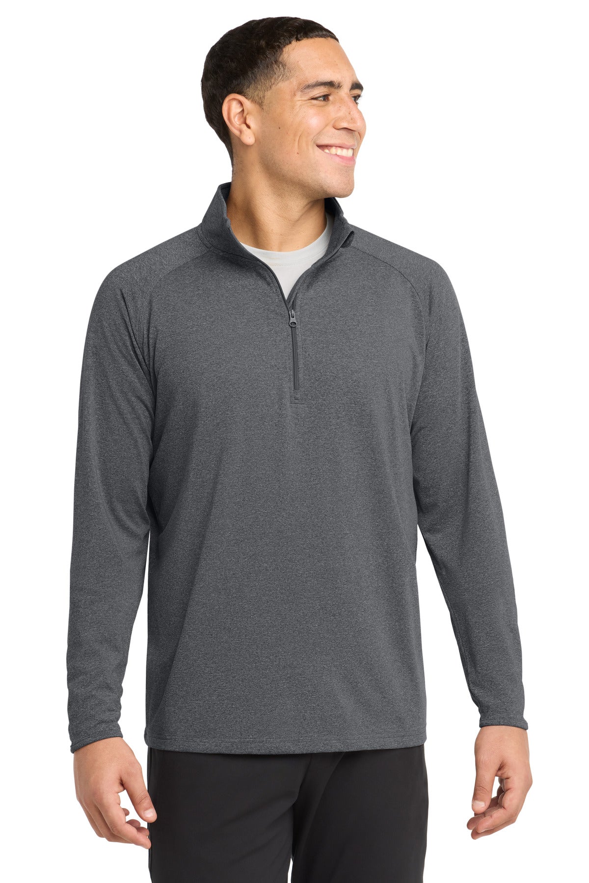 Sport-Tek Sport-Wick Stretch 1/4-Zip Pullover ST850 in Charcoal Grey Heather