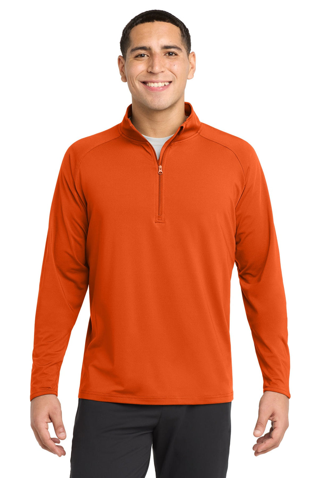 Sport-Tek Sport-Wick Stretch 1/4-Zip Pullover ST850 in Deep Orange