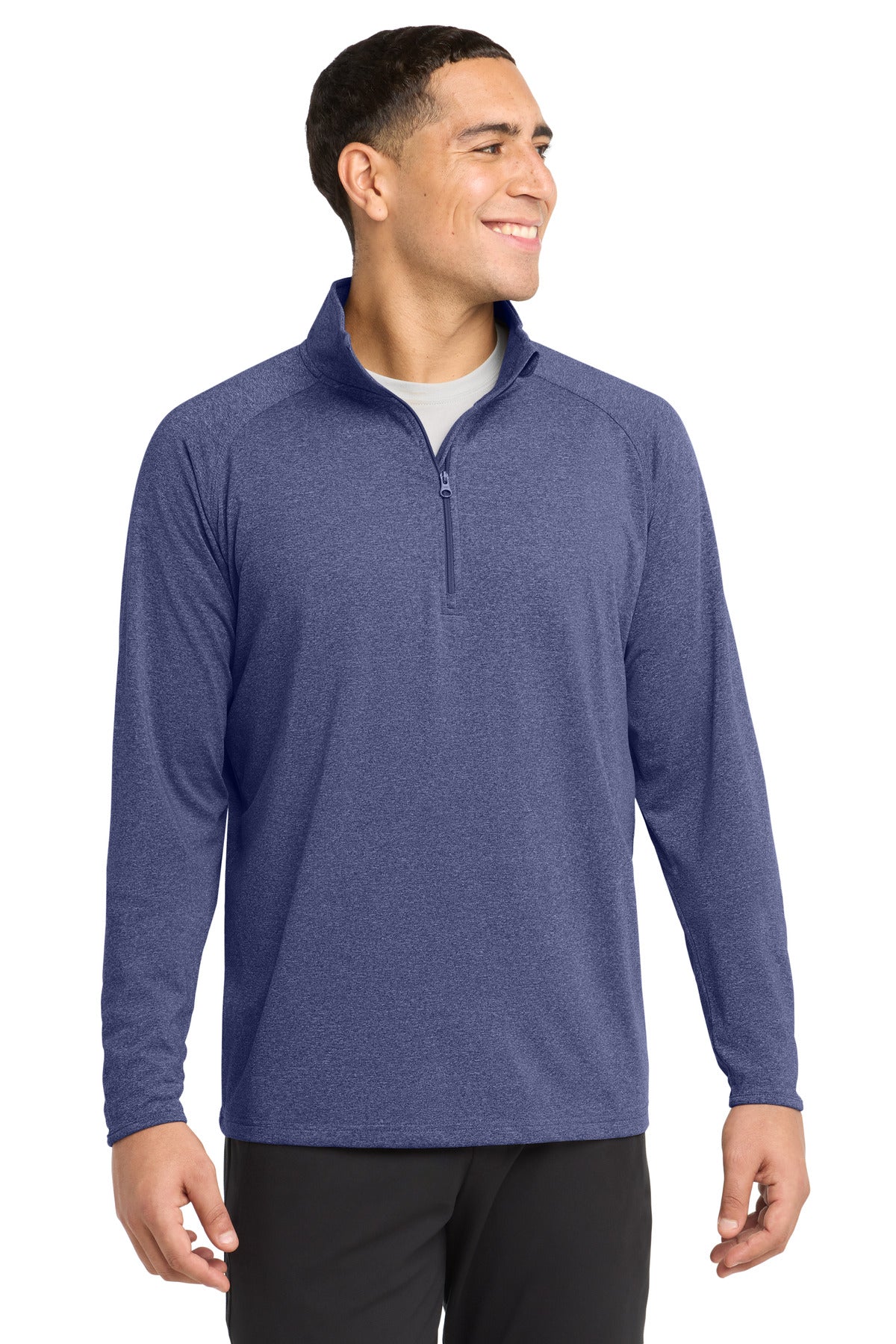Sport-Tek Sport-Wick Stretch 1/4-Zip Pullover ST850 in True Navy Heather