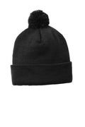 Sport-Tek Solid Pom Pom Beanie. STC37 - Black