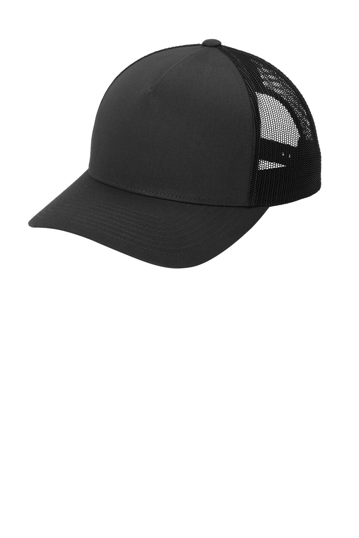 Sport-Tek YP Classics Retro Trucker 5-Panel Cap STC54 - Black/Black