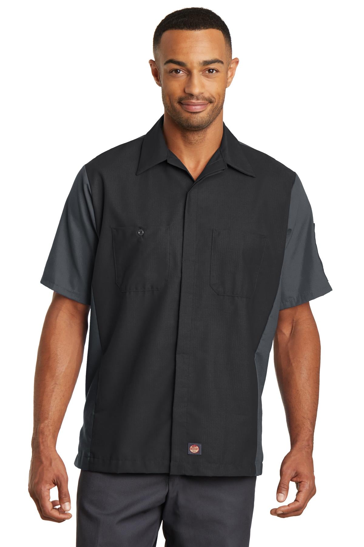 Red Kap SY20 Short Sleeve Ripstop Crew Shirt - Black/Charcoal