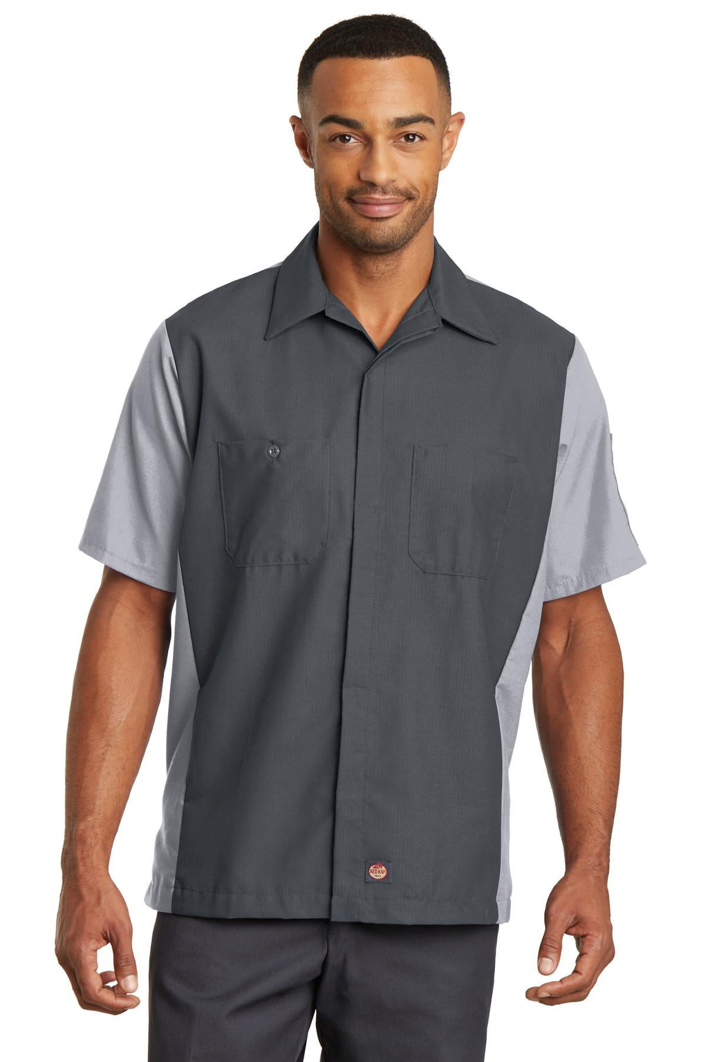 Red Kap SY20 Short Sleeve Ripstop Crew Shirt - Charcoal/Light Grey