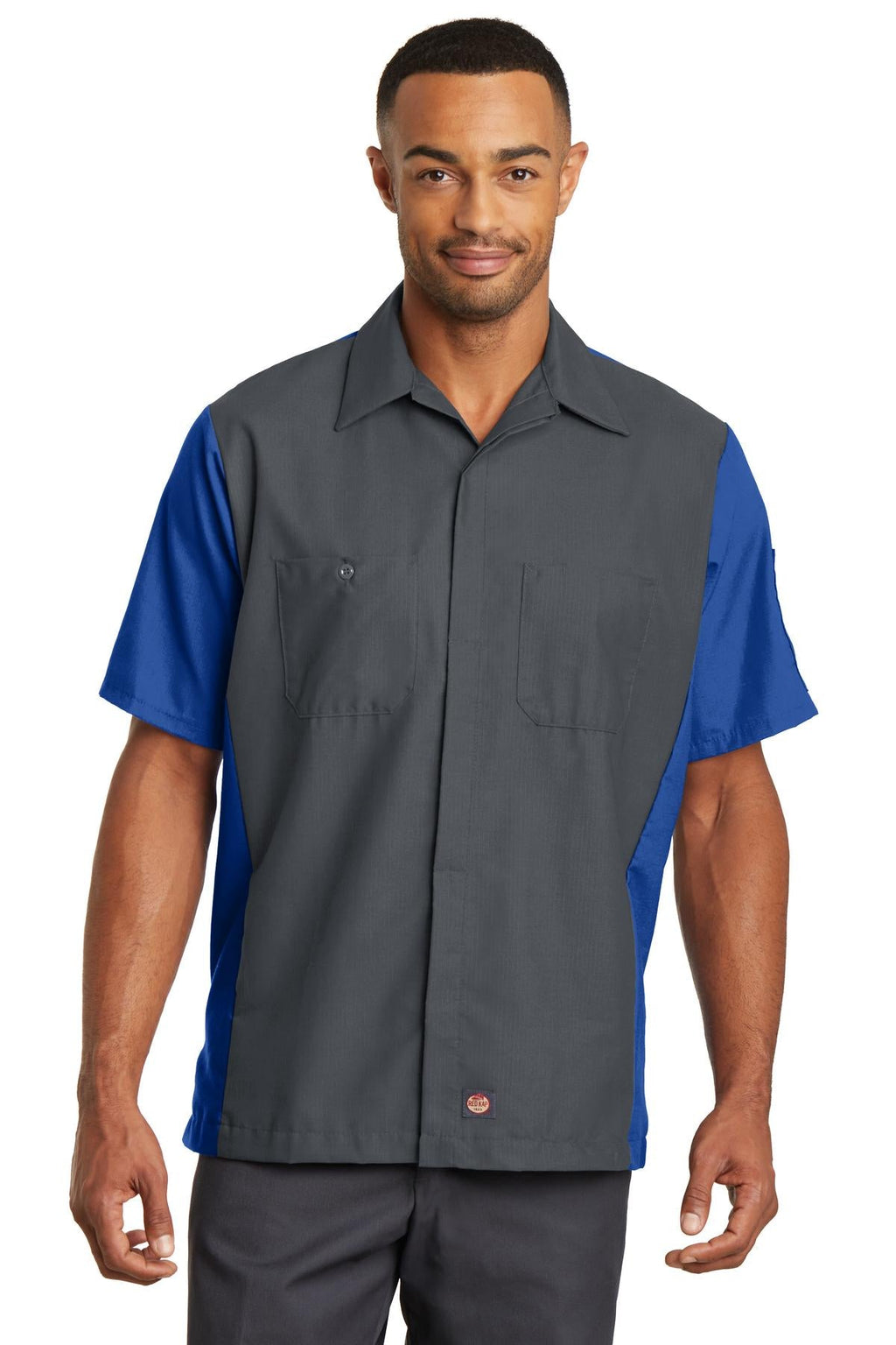 Red Kap SY20 Short Sleeve Ripstop Crew Shirt - Charcoal/Royal