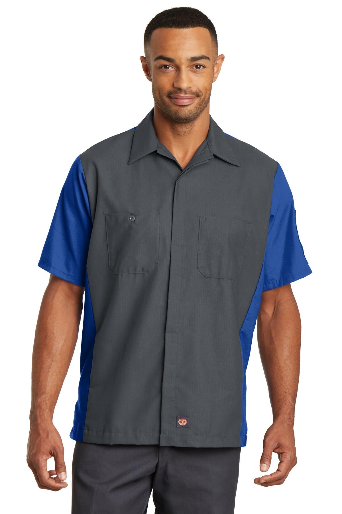 Red Kap SY20 Short Sleeve Ripstop Crew Shirt - Charcoal/Royal