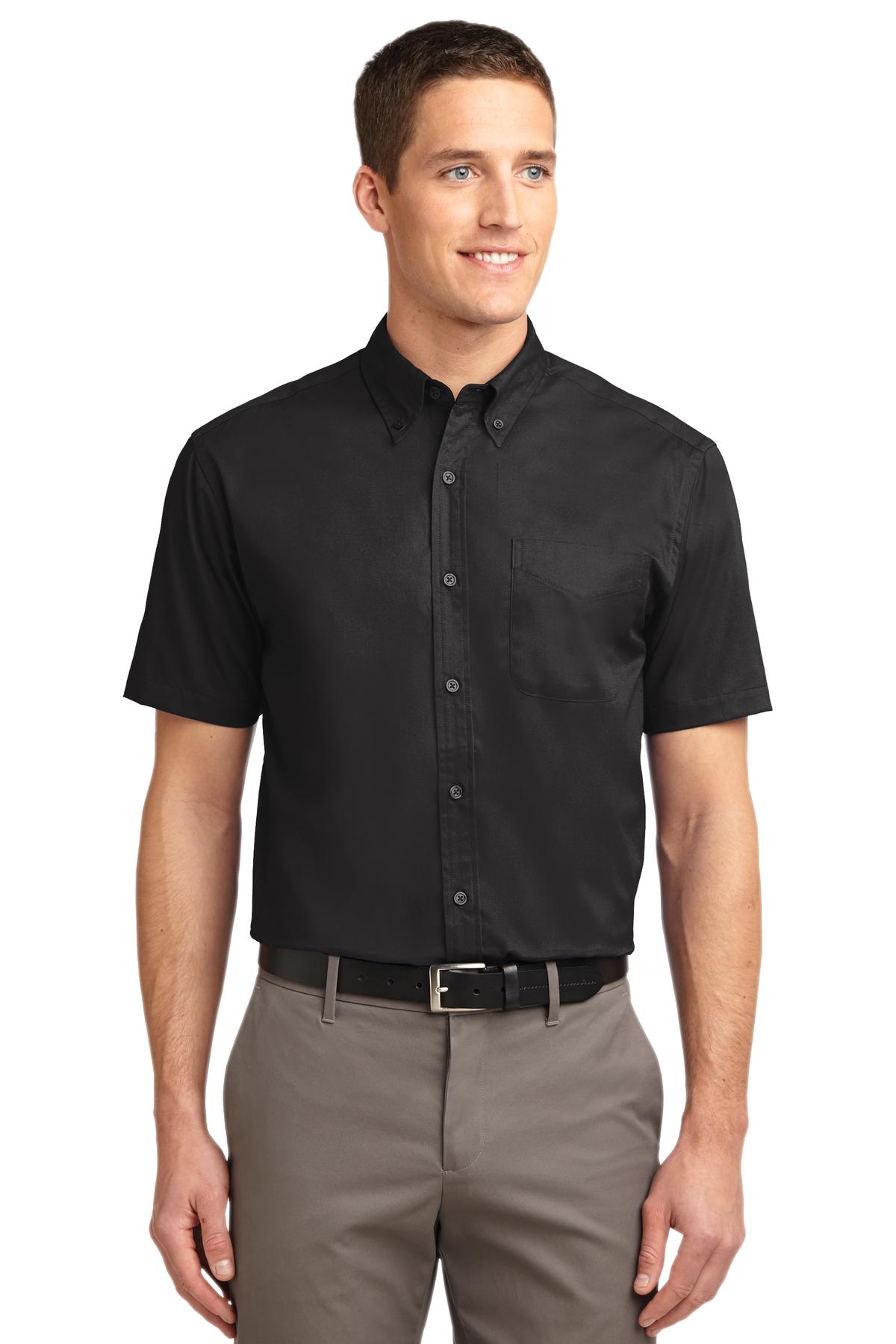 Port Authority Tall Short Sleeve Easy Care Shirt. TLS508 - Black/Light Stone