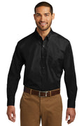 Port Authority Tall Long Sleeve Carefree Poplin Shirt. TW100 - Deep Black