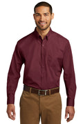 Port Authority Long Sleeve Carefree Poplin Shirt. W100 - Burgundy