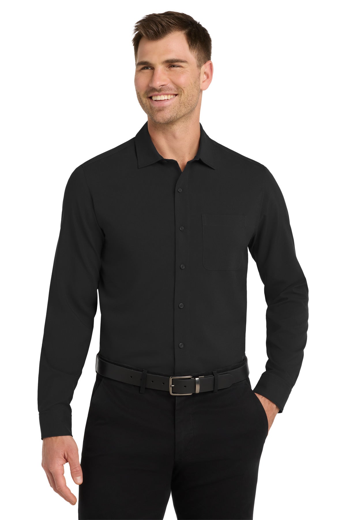 Port Authority Long Sleeve Performance Staff Shirt W401 - Black