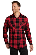 Port Authority Plaid Flannel Shirt. W668 - Engine Red/Black