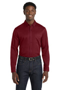 Port Authority Long Sleeve SuperPro React Twill Shirt. W808 - Burgundy