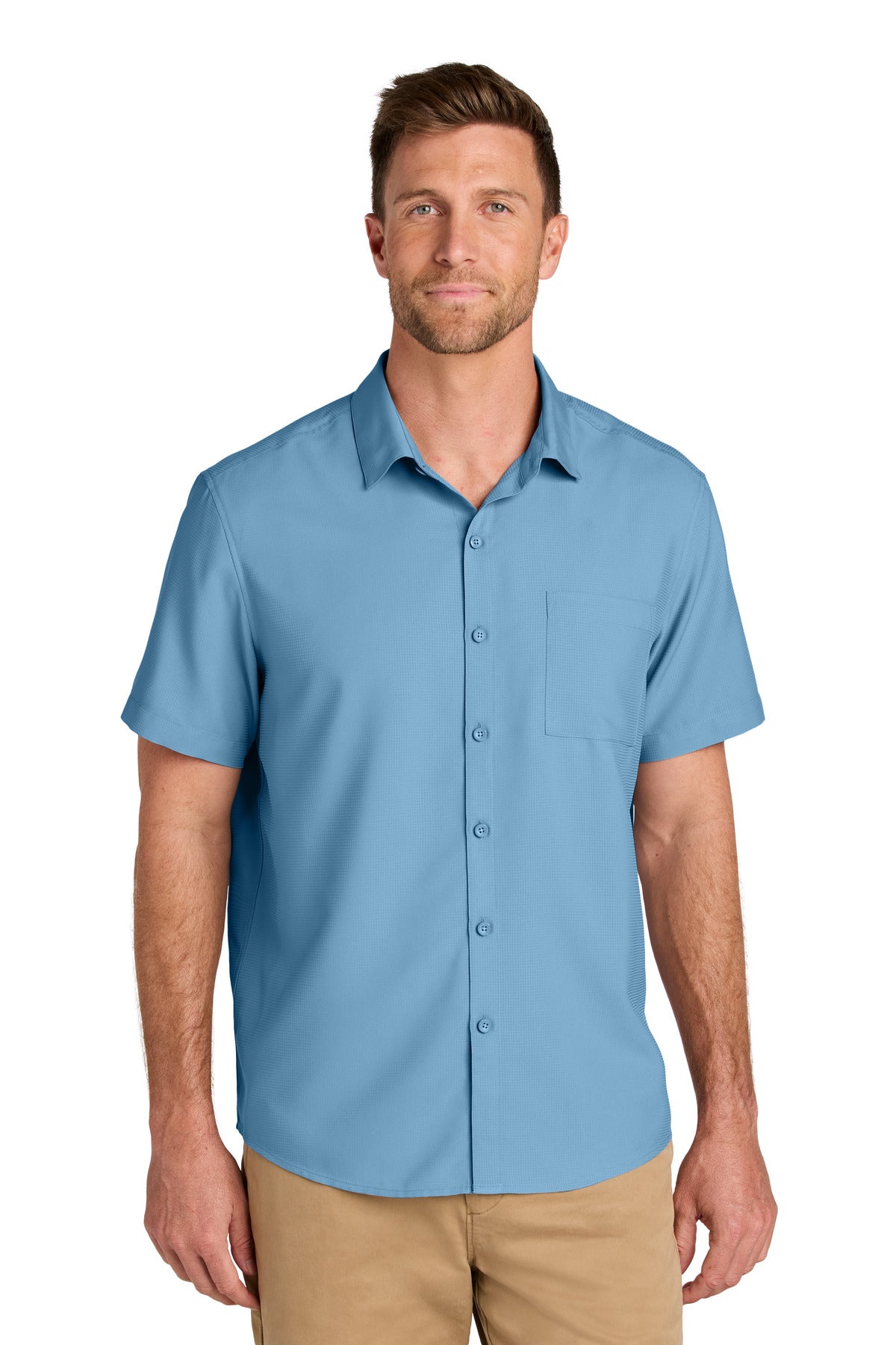 Port Authority Short Sleeve UV Dockside Shirt W963 - Carolina Blue