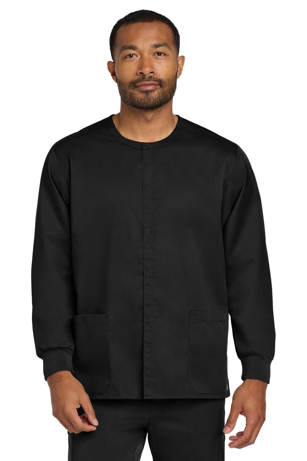 Wink Unisex WorkFlex Snap-Front Scrub Jacket WW3080 - Black