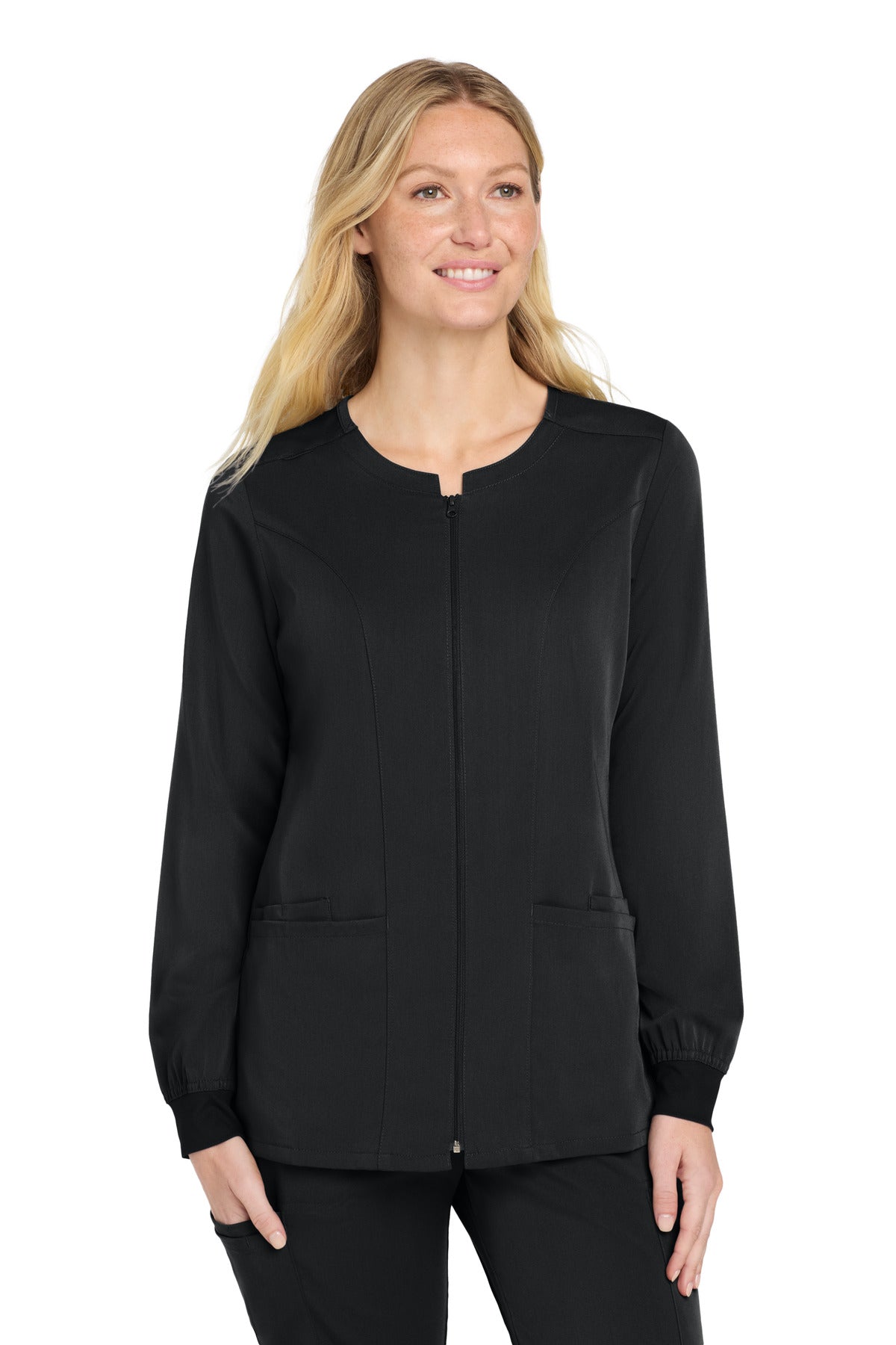 Wink Women's Premiere Flex Full-Zip Scrub Jacket WW4088 - Black
