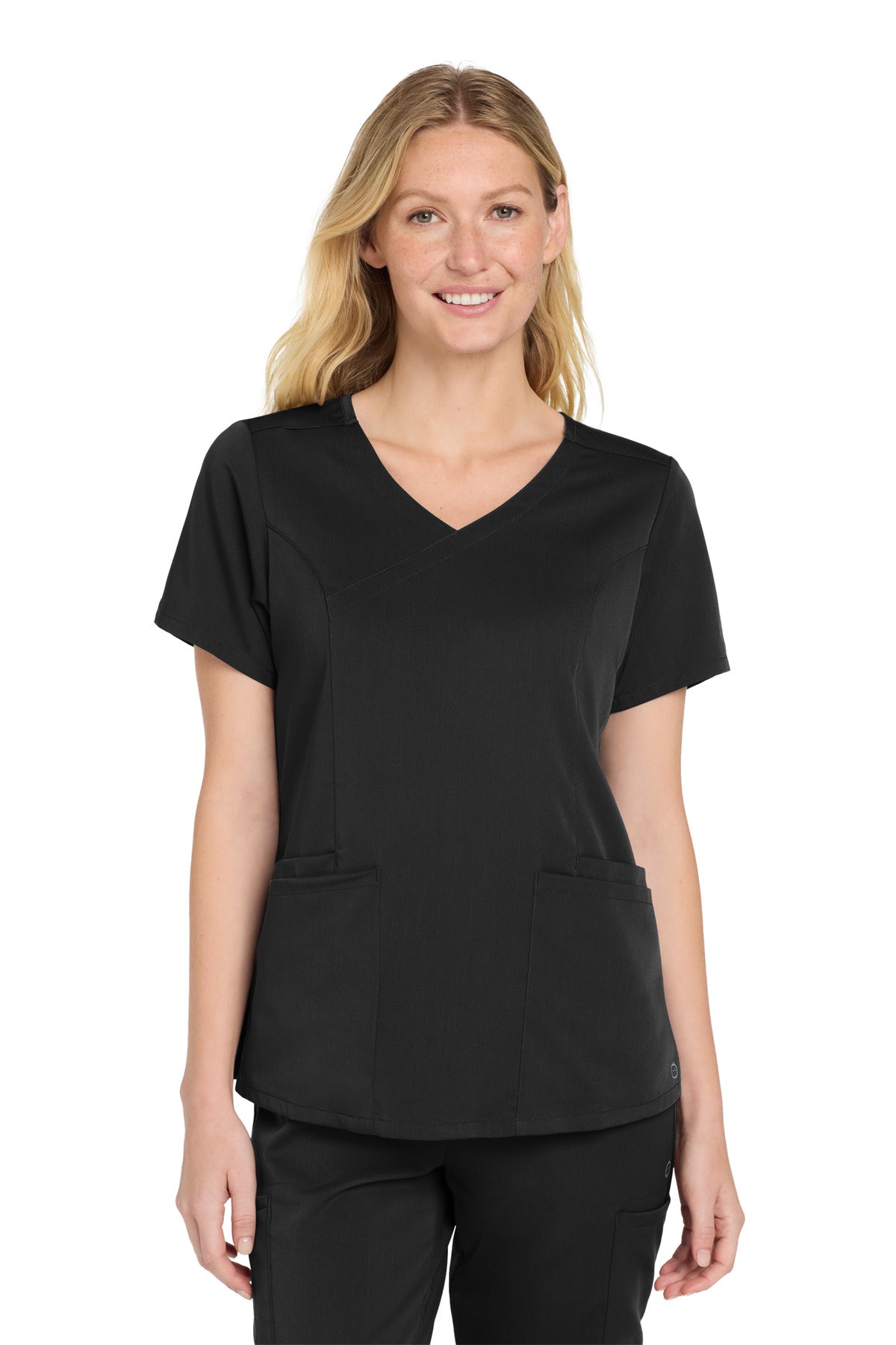 Wink Women's Premiere Flex Mock Wrap Top WW4268 - Black