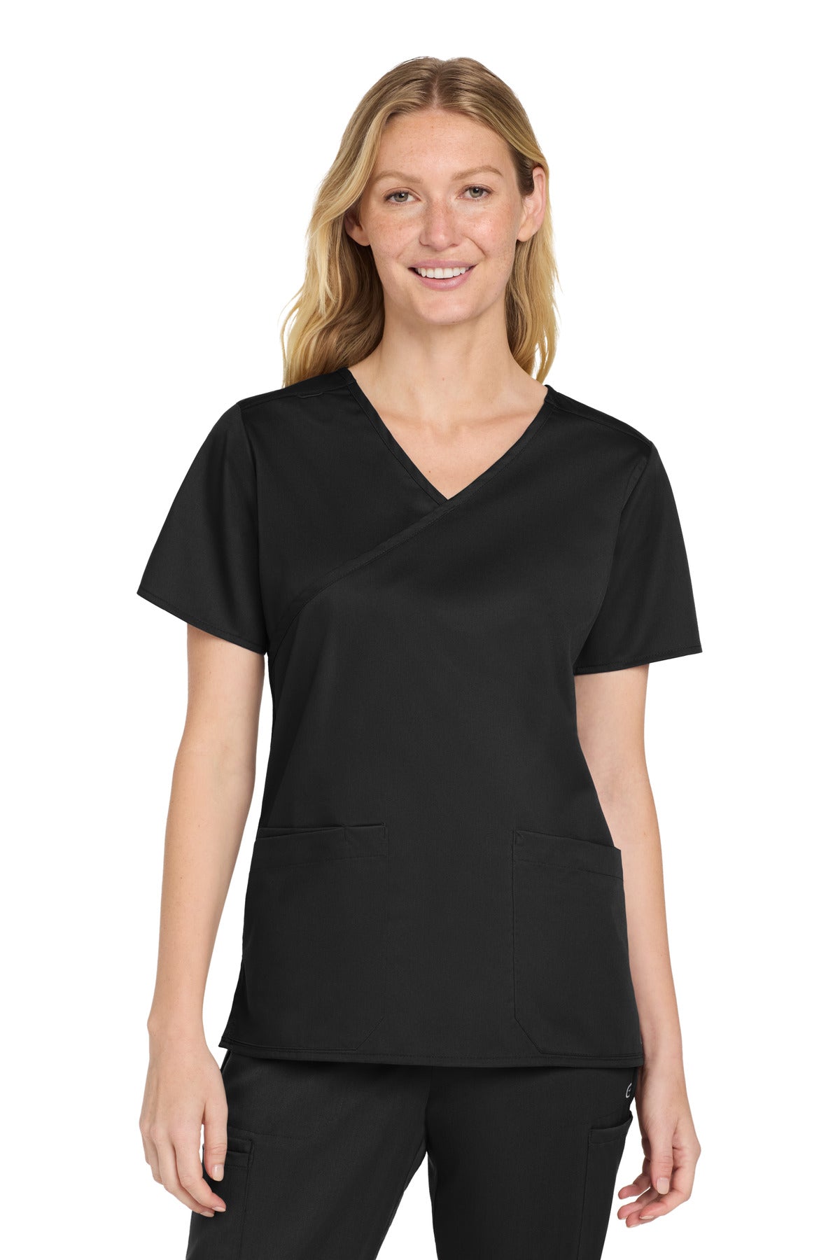 Wink Women's WorkFlex Mock Wrap Top WW4760 - Black