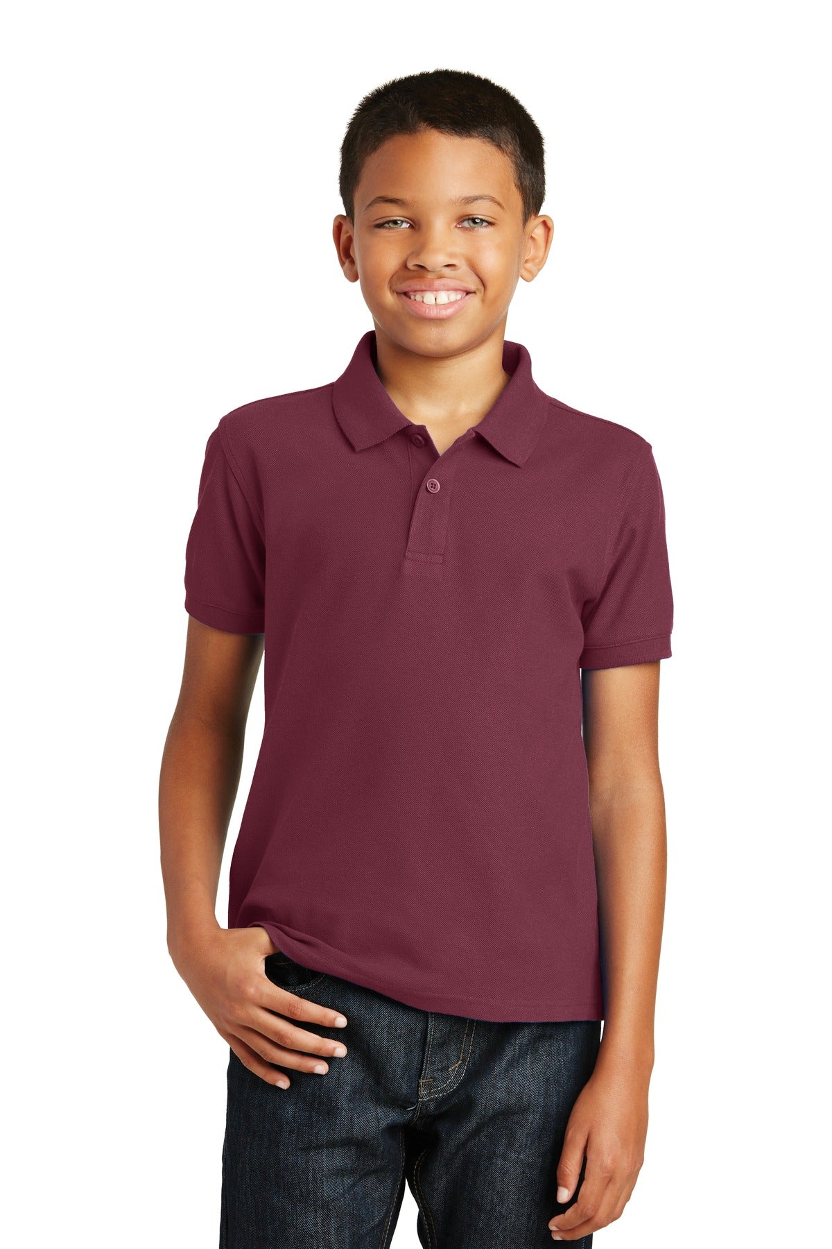 Port Authority Youth Core Classic Pique Polo. Y100 - Burgundy