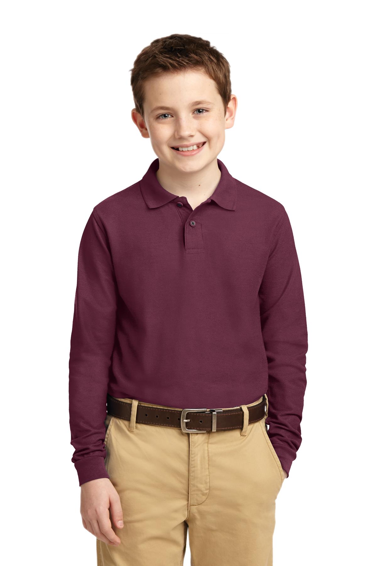 Port Authority  Youth Long Sleeve Silk Touch  Polo.  Y500LS