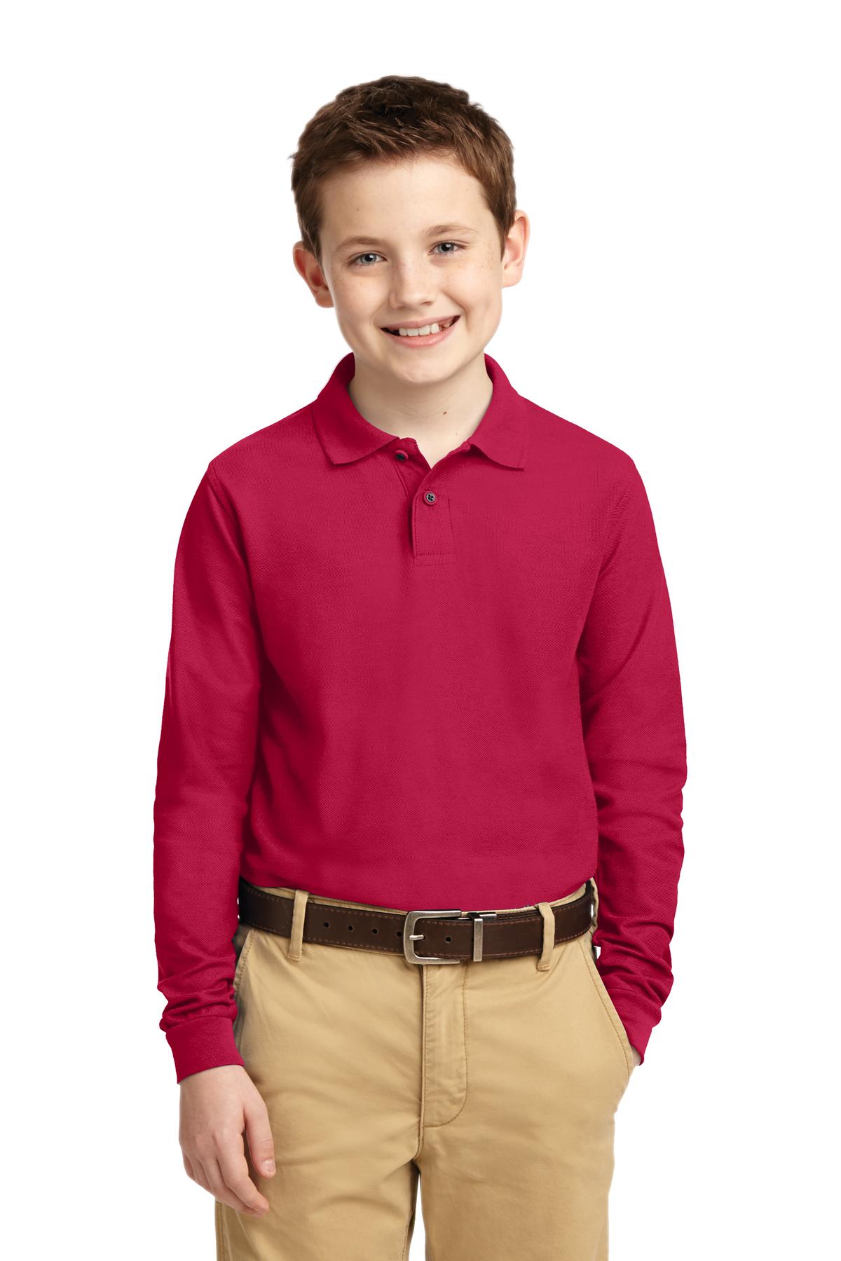 Port Authority  Youth Long Sleeve Silk Touch  Polo.  Y500LS