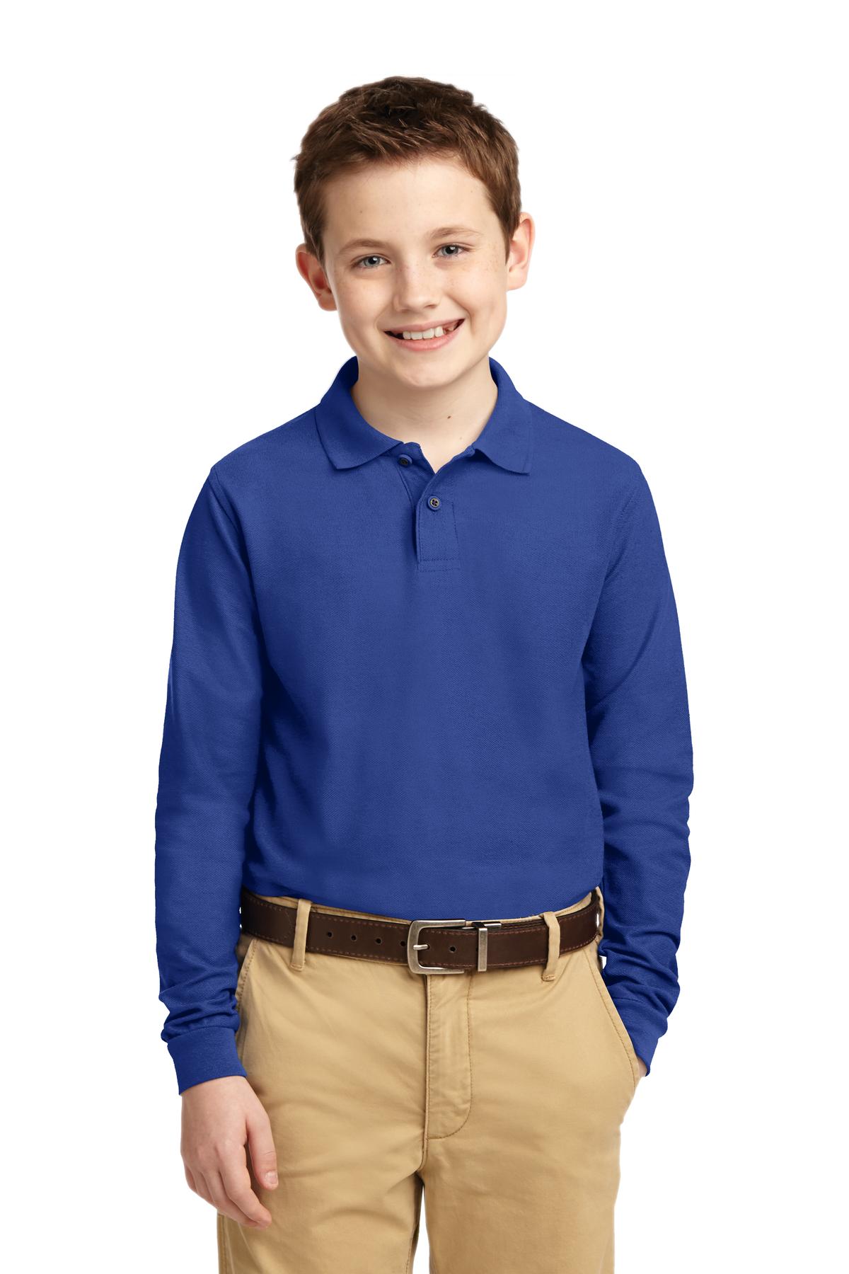 Port Authority  Youth Long Sleeve Silk Touch  Polo.  Y500LS
