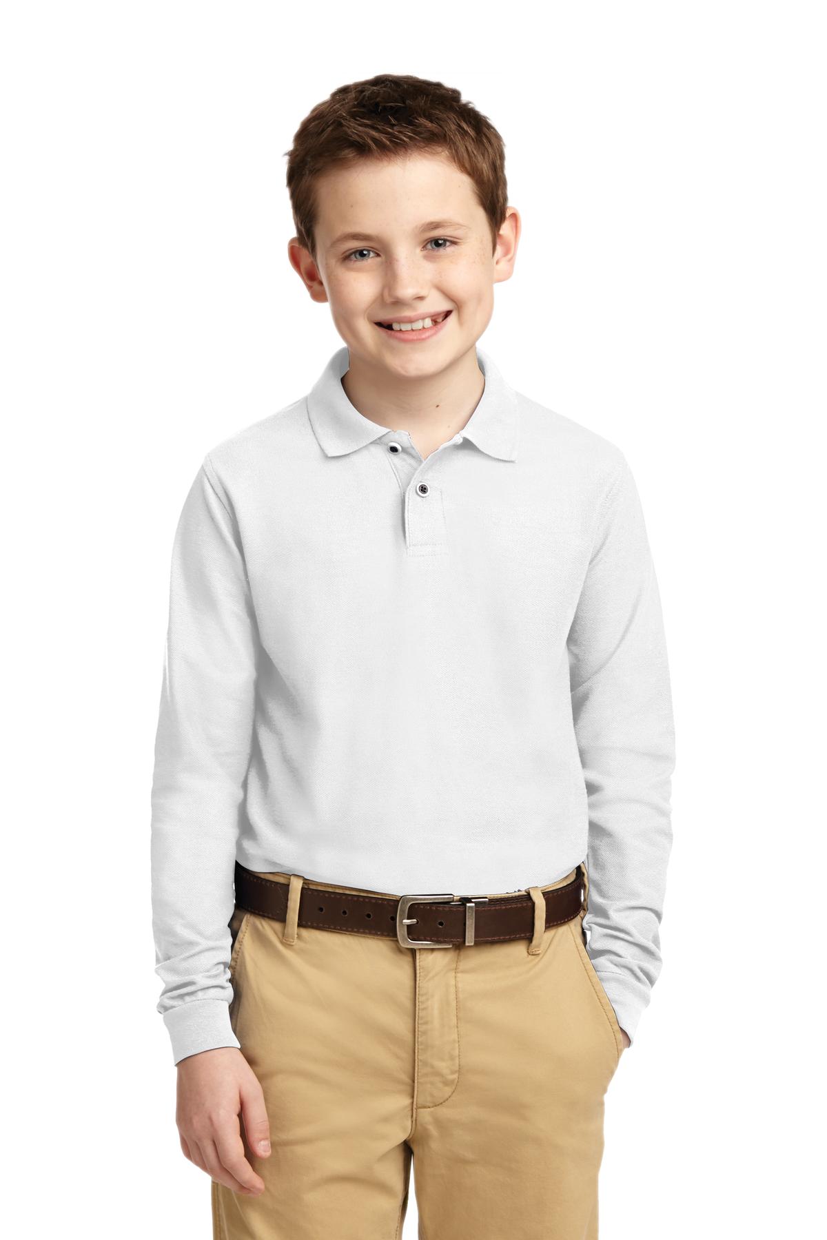 Port Authority  Youth Long Sleeve Silk Touch  Polo.  Y500LS