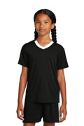 Sport-Tek Youth Competitor United V-Neck YST101 - Black/White