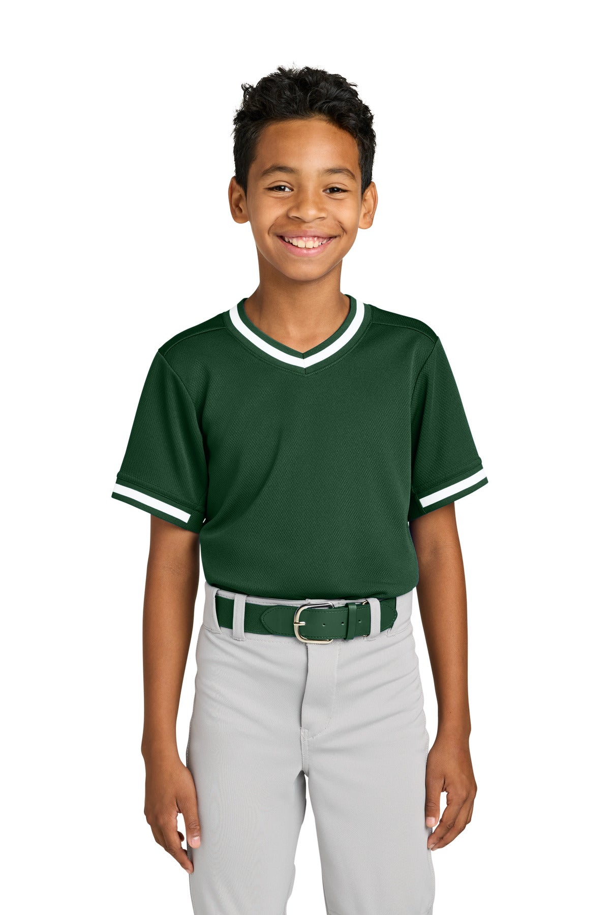 Sport-Tek Youth Tough Mesh V-Neck Baseball Jersey YST221 - Black